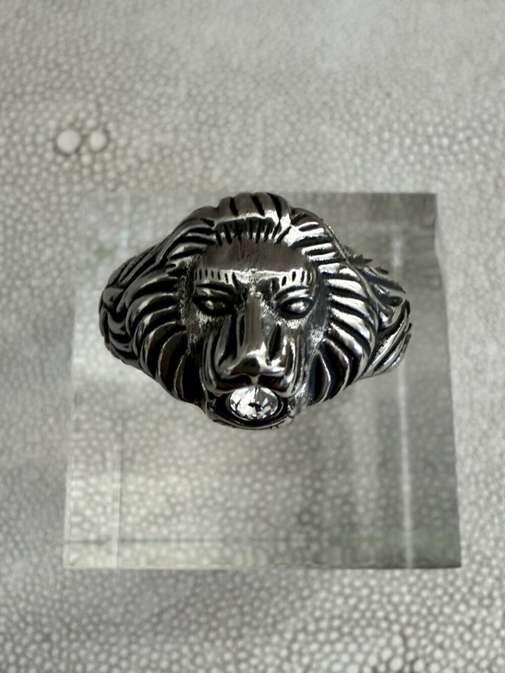 Dyrberg/Kern Aslan Swarovski crystal lion head ring